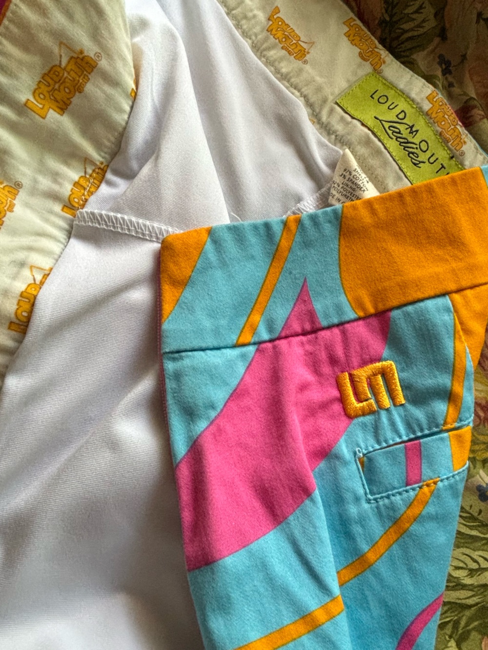 LOUDMOUTH Ladies MINI SKORT golf skirt COLORFUL SWIRL pink blue SIZE 10 - Picture 7 of 7